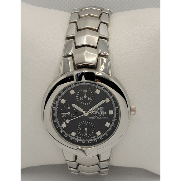 Other - Men's Calvin Hill Classic Round Silver Tone Black Dial Link Bracelet Watch 01
